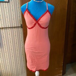 Wild Fable Coral Chemise with Red Lace